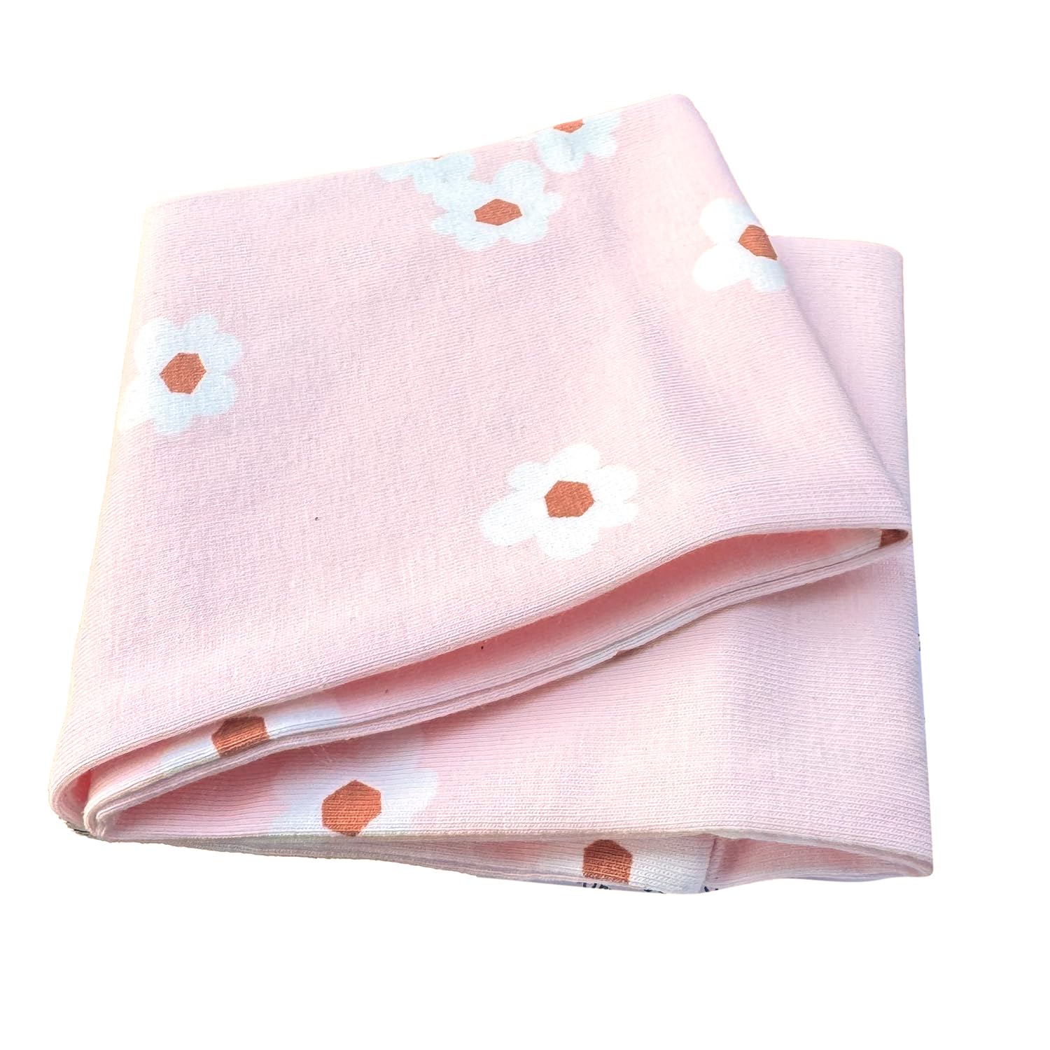 Wollhuhn ÖKO MINI Kinder Breites Elastisches Stirnband/Haarband Bequem Baumwolle (KU 48-52) 21212222 (Blumen Rosa/Weiß)