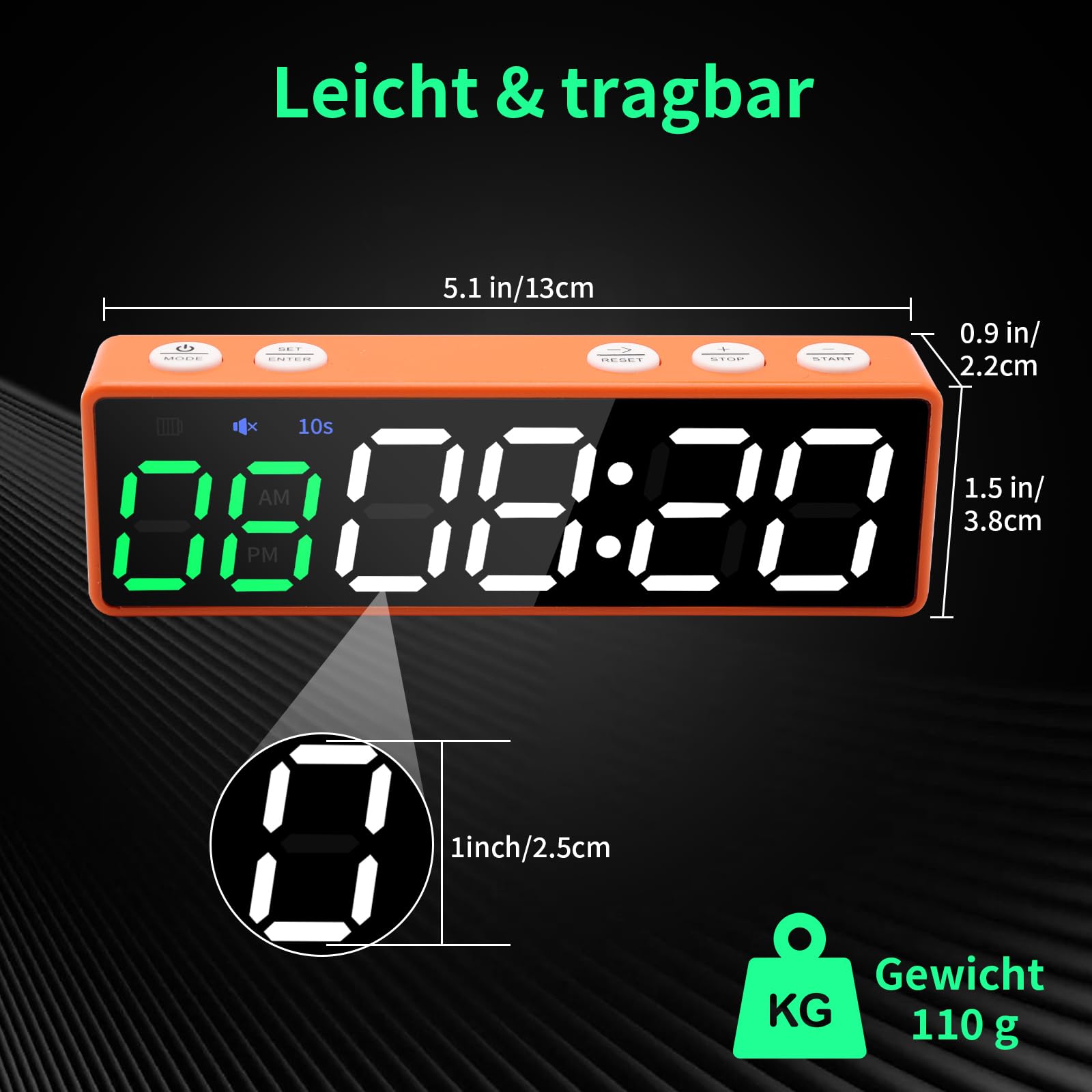 LUCKY TIME Gym-Timer, 10 Trainingsmodi HIIT Tabata Stoppuhr Intervall-Timer