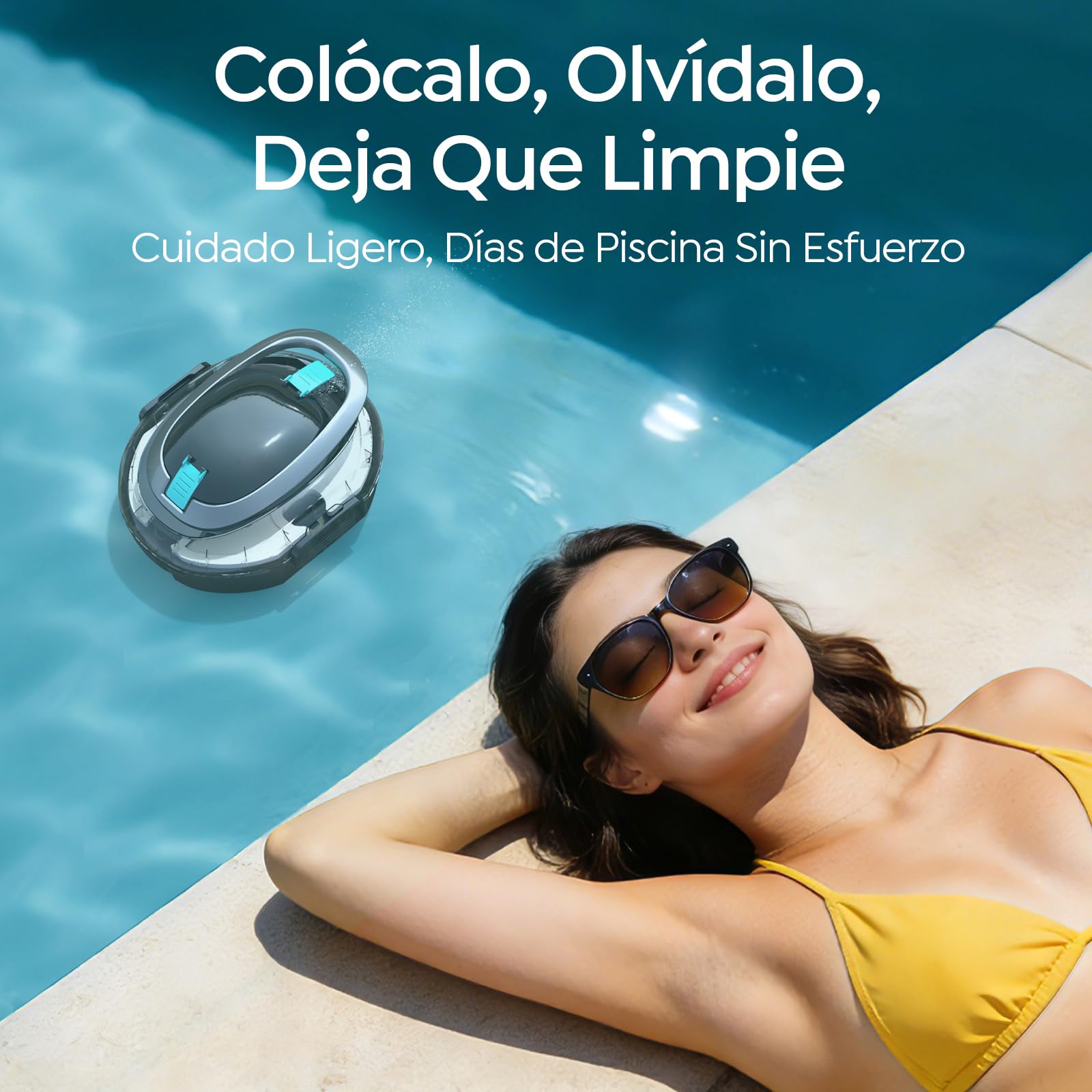 S2 Limpiafondos Piscina, Robot Inalámbrico, Doble Filtración y Doble Motor, 90min Autonomía, 2,5H Carga Rápida,Autoestacionamiento, para Piscinas de Fondo Plano hasta 80m²,Scuro