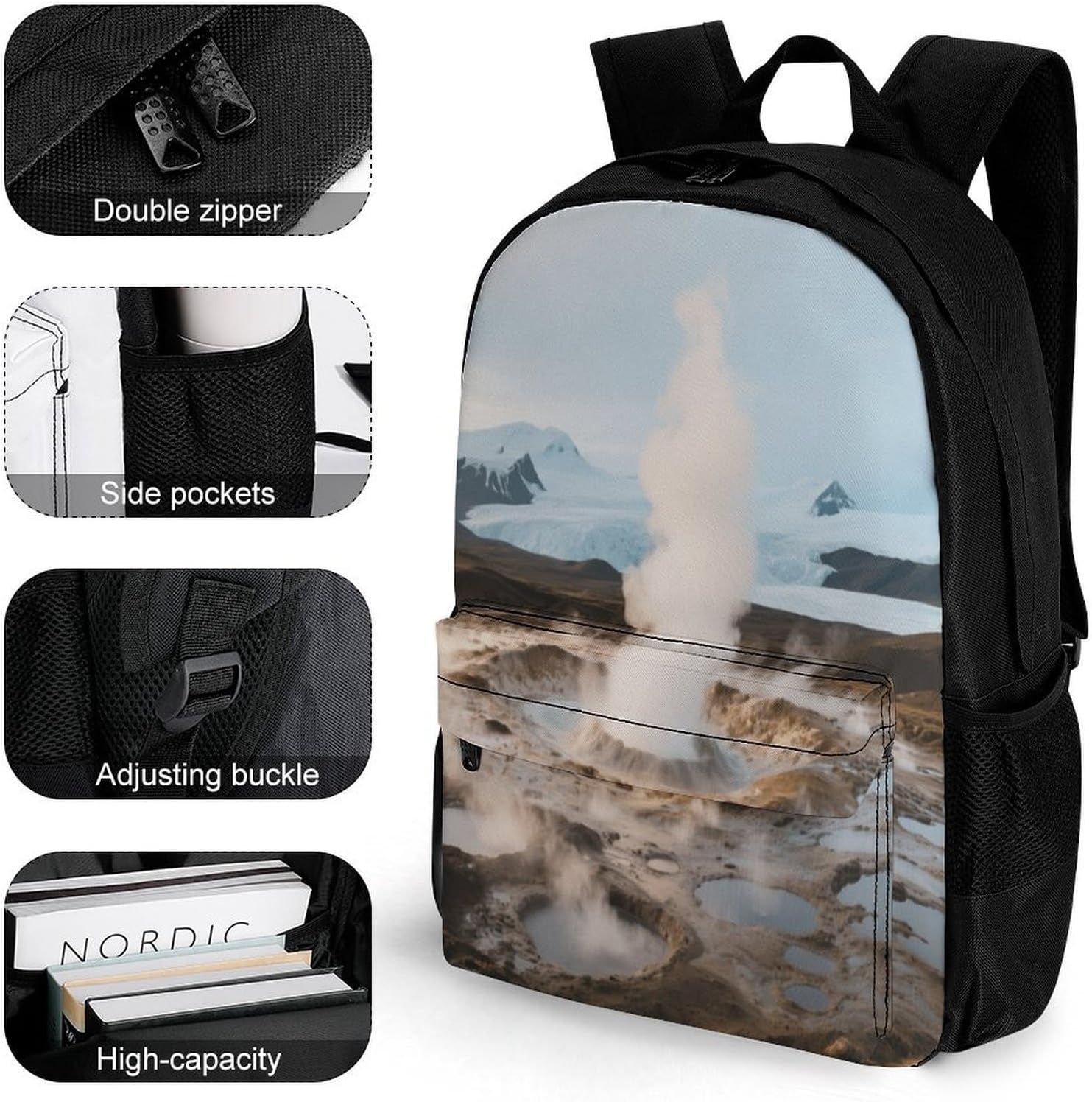Geyser Eruption Backpack Daypack Travel Backpack | Lightweight Casual Laptop Backpack for Women Men Aesthetic Travel Bag for Weekender Business Hiking Outdoor