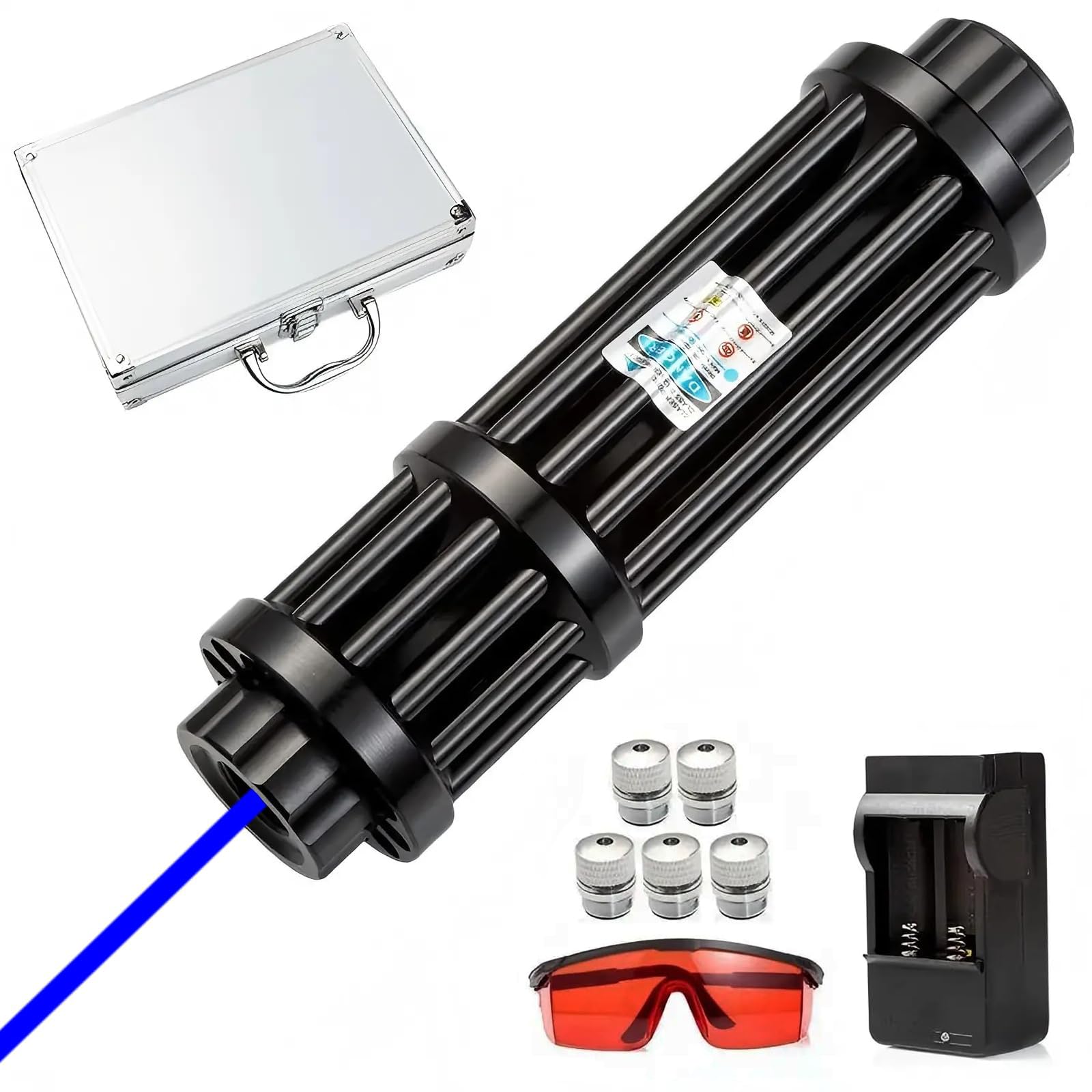 2026 New Blue Flashlight, Range Flashlight with Adjustable Focus, Rechargeable Handheld Light for Hiking, Camping, Fishing