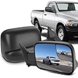 Black Manual Adjusted Side View Mirror Tow Towing Mirrors Left & Right Pair Set Replacement Fit For 94-01 Dodge Ram 1500, 94-02 Ram 2500 3500 Truck