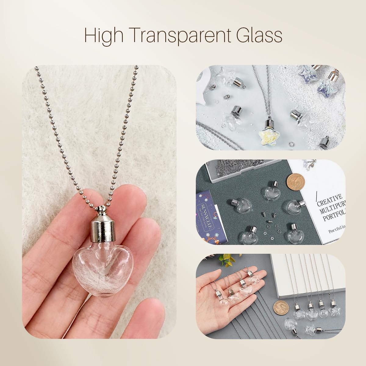 Pet Hair Memorial Necklace, 4PC Ashes Hair Memory Urn Memorial Pendant Necklace, Pet Cremation Memorial Jewelry for Women Men, Vial Necklace for Ashes(Transparent) image 5