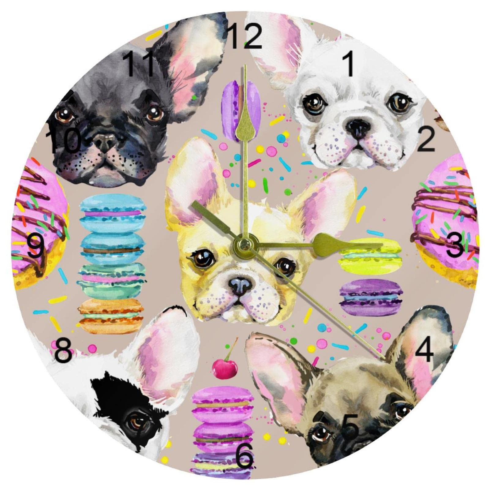 Horloge murale tête de chien artisanale peinte à la main objet déco unique