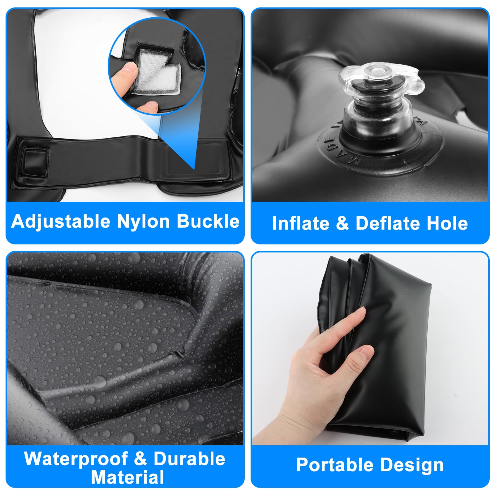 Lavatesta Portatile per Parrucchieri Lavatesta per Disabili Lavabo Gonfiabile per Capelli Lavandino Portatile Lavacapelli per Lavandino Casa Lavatesta per Lavandino 60 * 38cm (Nero)