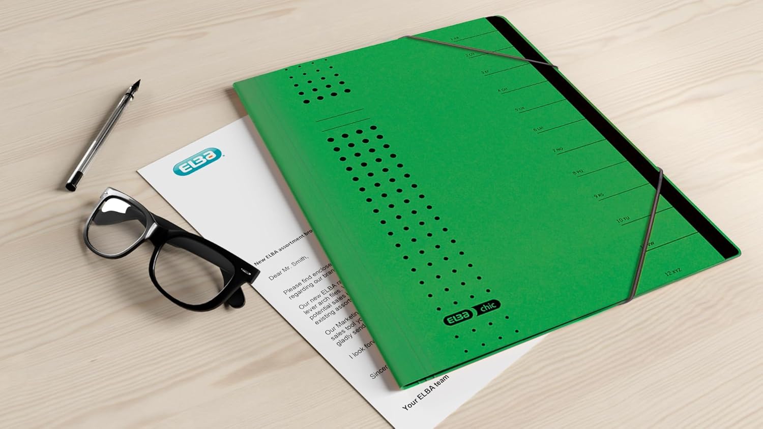 Elba Bürosysteme 42496GN Index File Recycled Card 450 g/sqm A4 12 Compartments Green