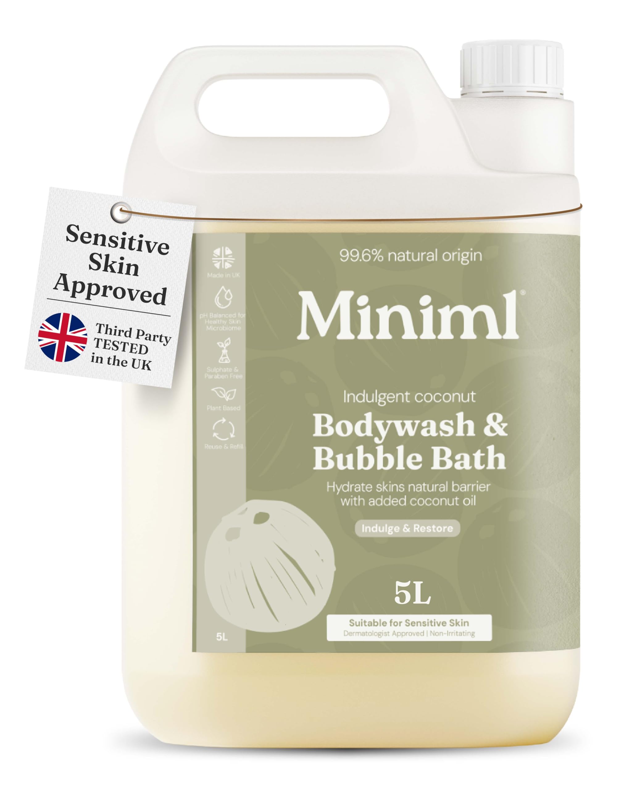 Miniml Indulgent Coconut Bodywash & Bubblebath -  5L