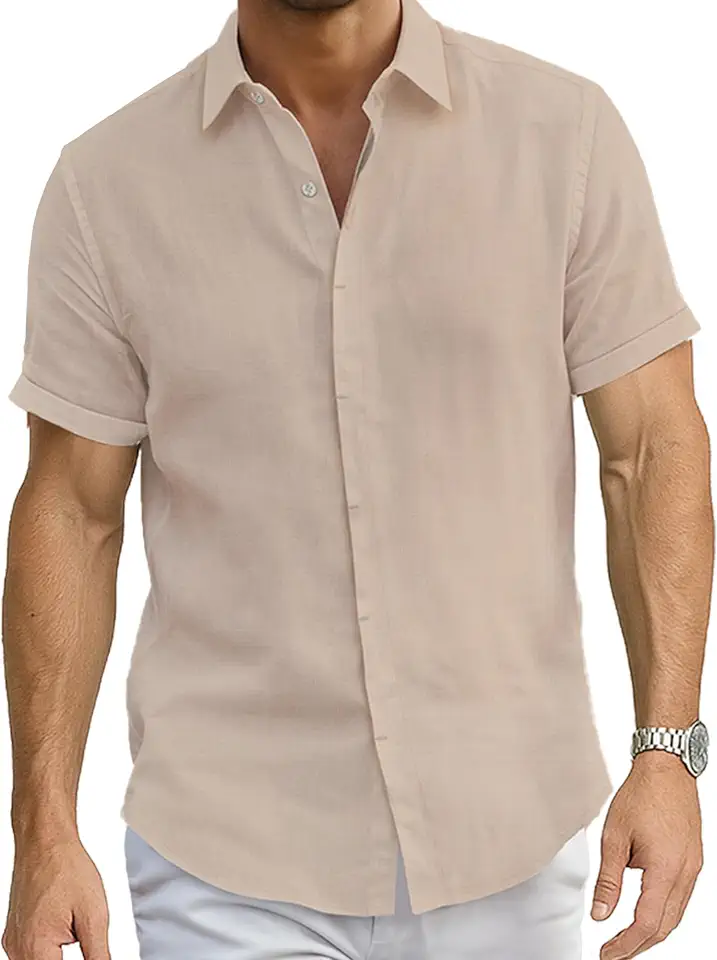 Cotton King Linen Button Down Shirt for Men Men Shirts Short Sleeve - Men's Shirt for Beach Wear - Summer Wear - S to 3XL
