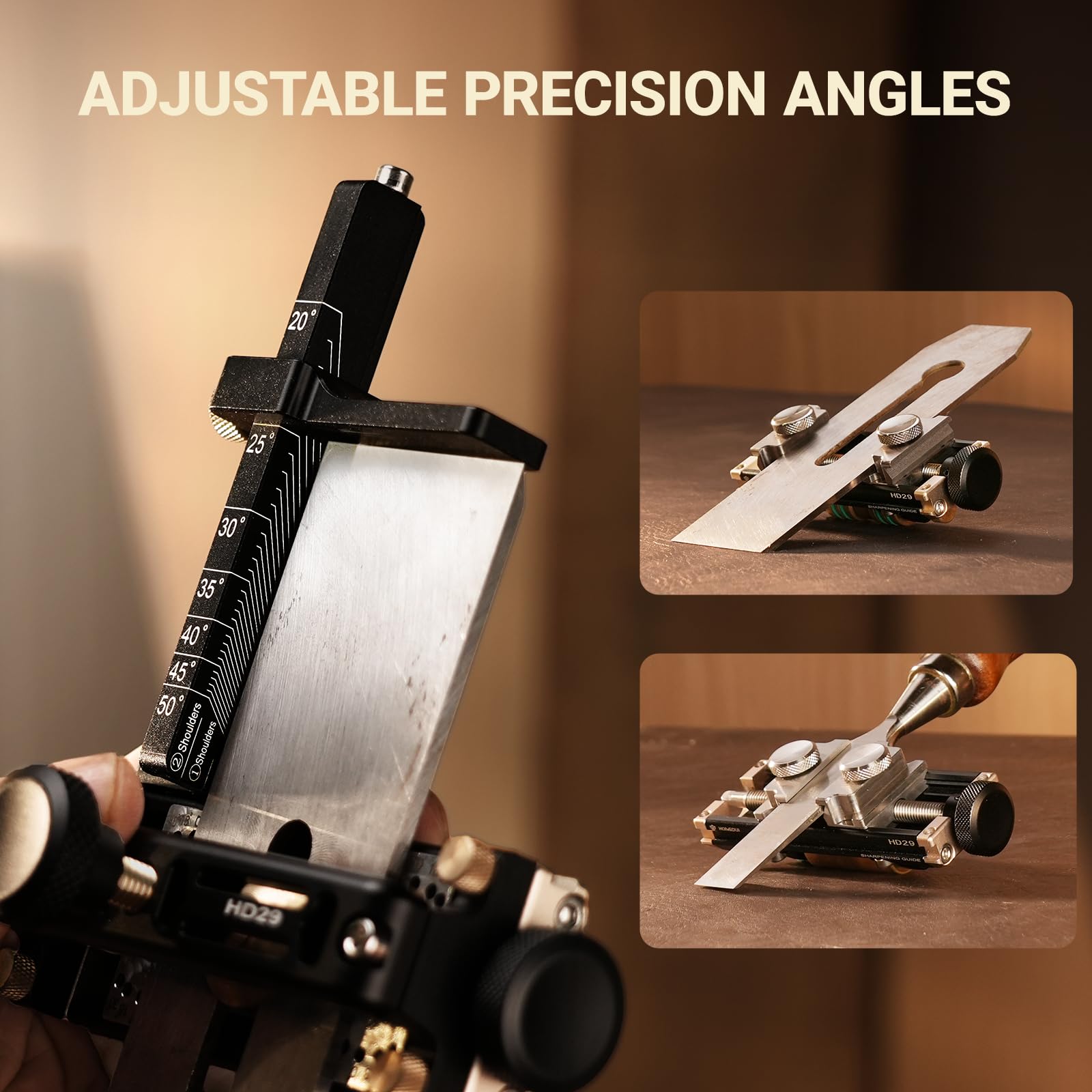 HONGDUI Kit per affilatura scalpello, guida per levigatura e sistema di affilatura per la lavorazione del legno, guida per affilatura scalpello per pialla, scalpello, lama irregolare (guida per
