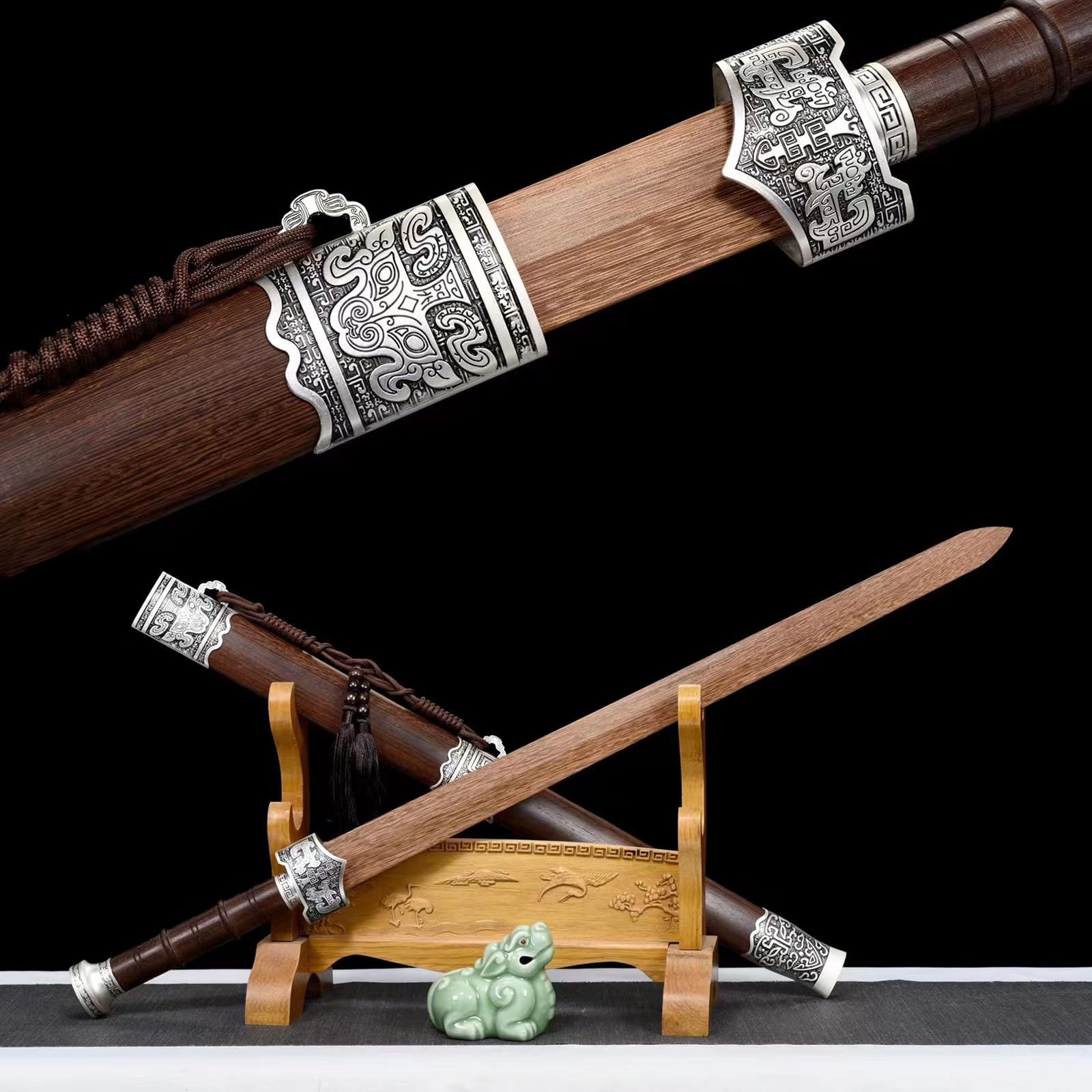 Katana madera wengué natural 92cm,espada samurái madera hecha a mano,Bokken japonés con vaina palisandro,para cosplay,Iaido,Kendo,coleccionismo,anime,Navidad,regalos Halloween,práctica artes marciales