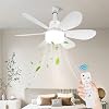 Socket Fan Light with Remote Control Ceiling Fan with Light (52cm Round Blades) (D) [Energy Class A]