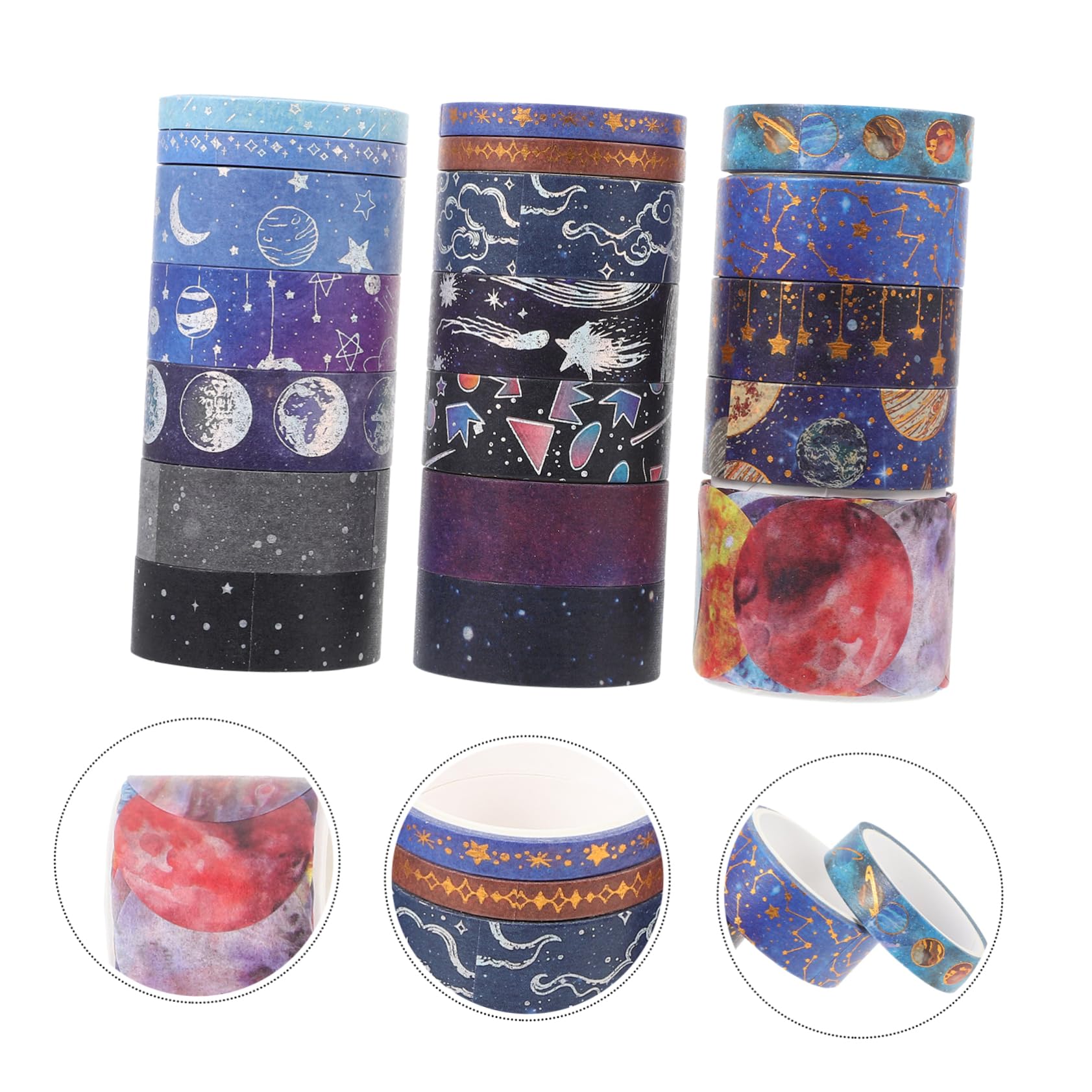 VILLCASE 4 Set Nastro Di Carta Galaxy Washi Tape Washi-tape Nastro Adesivo Creativo Pennarello A Vernice Distributore Di Nastro Nastri Decorativi Per Album Nastro Di Cancelleria 19 * 4