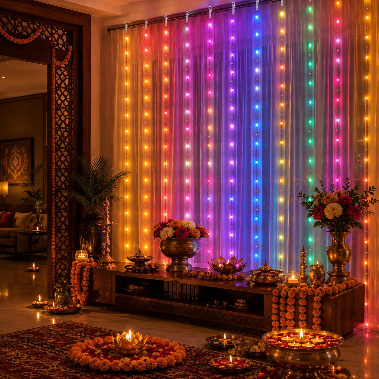 Gesto LED Curtain Lights - Multicolor Fairy Lights with Remote -1