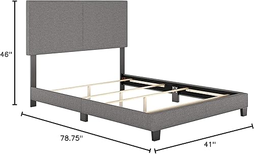 Miniatura 121 de Boyd Sleep Milan - Marco de cama de lino negro con plataforma totalmente tapizada con cabecero ajustable, base o somier calificado para su uso Negro