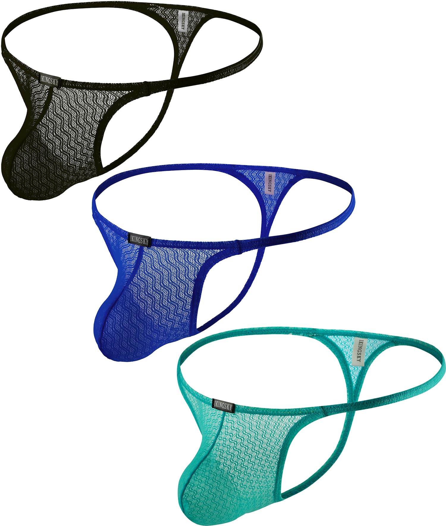 iKingskyMen's Lace See Through G-String Underwear Soft Breathable Thong Sexy Low Rise Pouch Y-back Under Panties