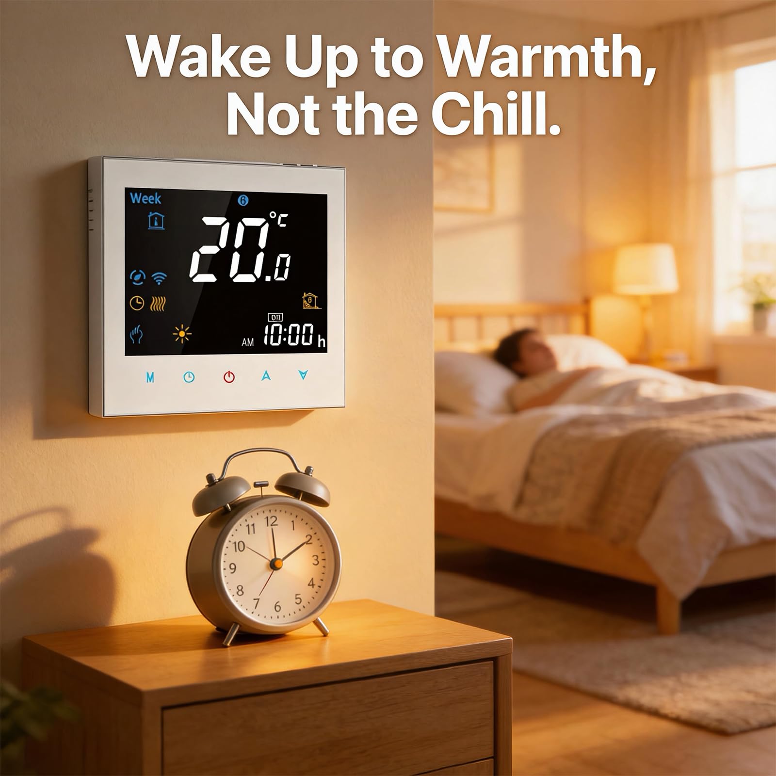 Smart Wifi Termostat Programowalny termostat wody Wyświetlacz LCD Regulator temperatury współpracuje z Alexa Google Home IFTTT 5A 95~245VAC, biały panel koloru czcionki (regulowana jasność)