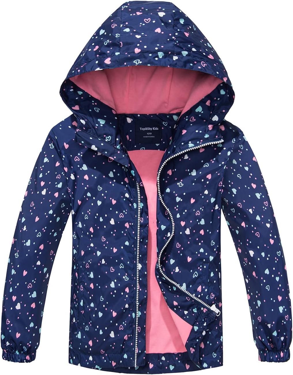 MGEOY Girls Rain Jacket Lightweight Waterproof Hooded Cotton Lined Raincoat Windbreaker for Kids Size 4-12 Years