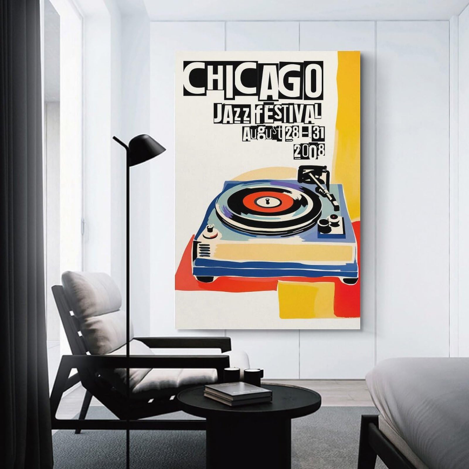Junmoney Chicago Jazz Festival Canvas Wall Art, 16x24inch(40x60cm), for Bedroom, Guest Room Or Reading Nook, Decorative Wall Art for Cosy Rooms