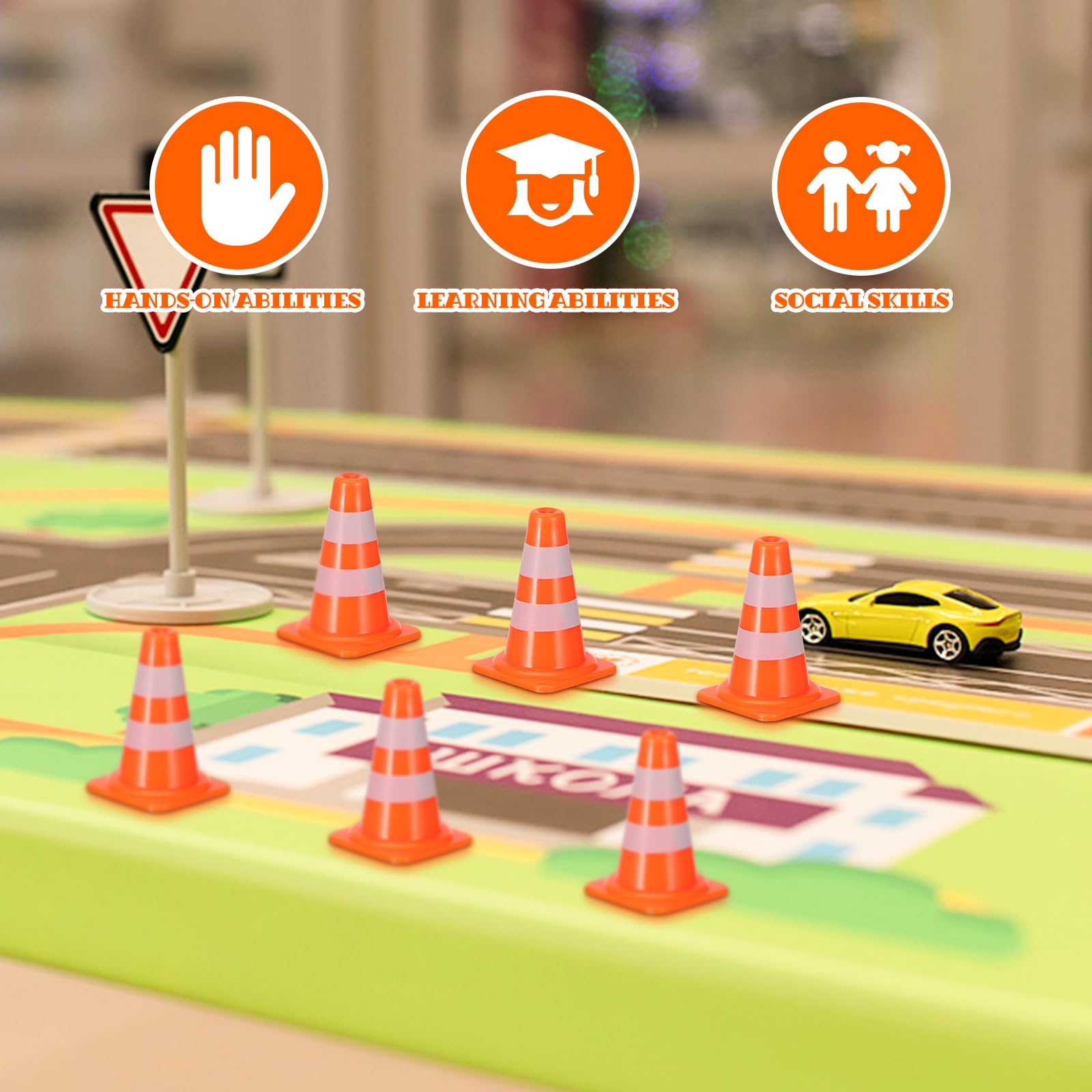 Semazz Mini Slalom Cônes,60 PCS Cone Plastique Coloré Football Obstacle Cônes de Formation Route pour La Formation des Enfants Patinage à roulettes Coupe-Vent Sports Roadblock