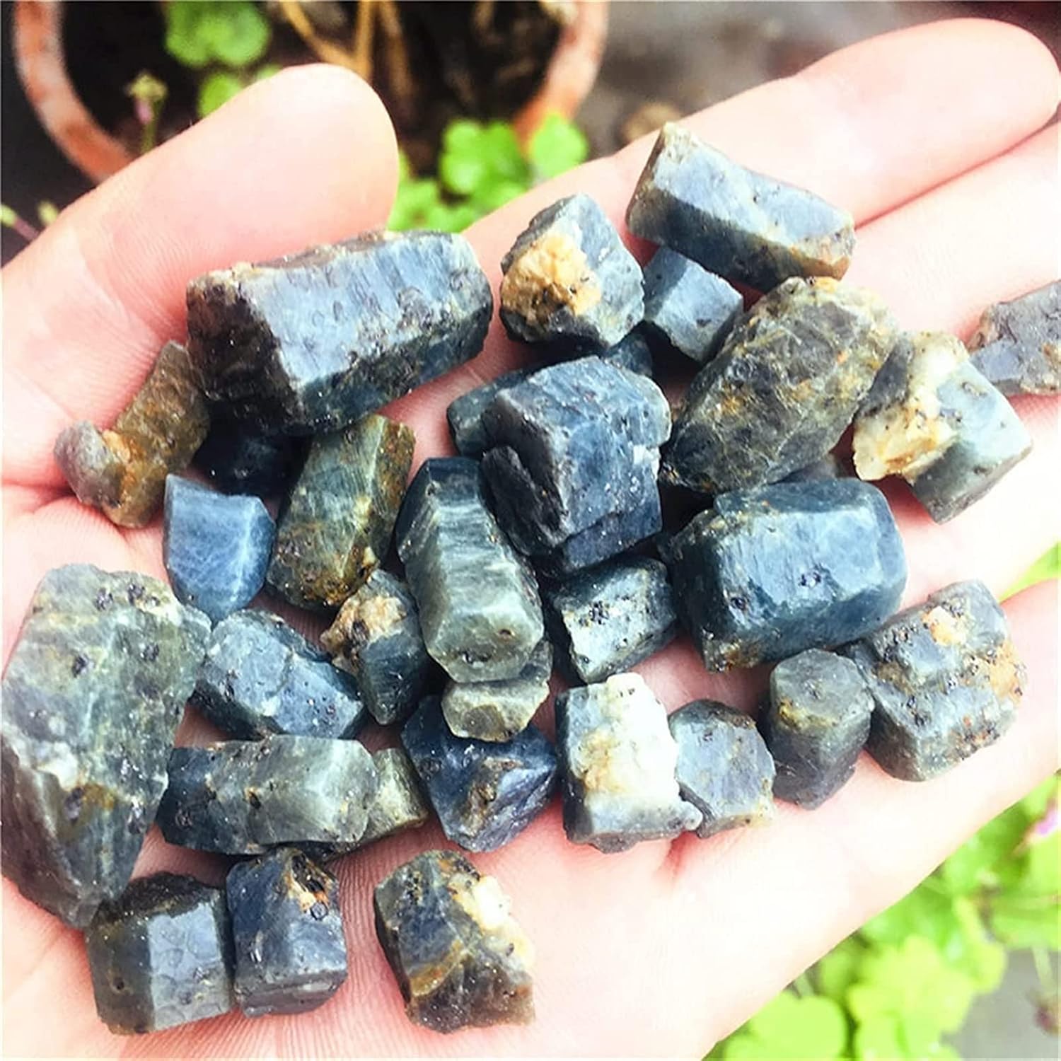 AMAZWI Minerals Stones 100g Natural Blue Corundum Einkristall Raw Stone Exemplar Sapphire raw Crystal raw Stone Crystal Stones Decoration (Size : 1kg)