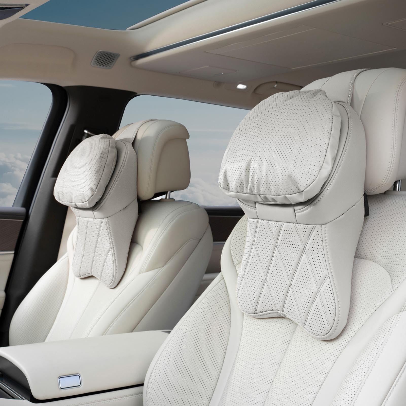 Cuscino poggiatesta per auto, supporto da viaggio in schiuma viscoelastica con cinghia regolabile, cuscino poggiatesta per auto, per viaggi, ufficio, guida e spostamenti