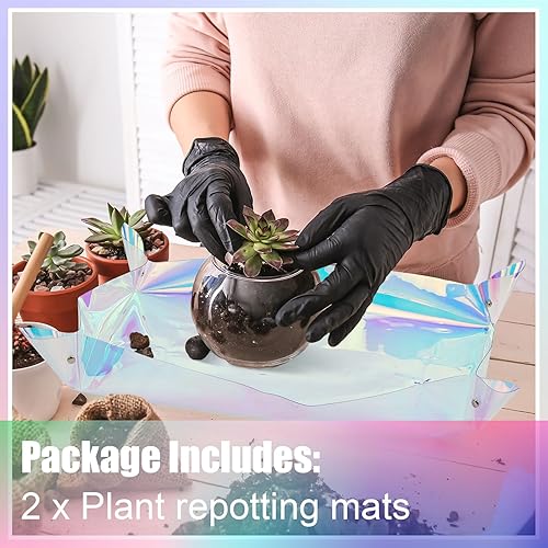 Miniatura 3 de Tapete de trasplante para plantas de interior, tapete iridiscente para macetas suculentas, impermeable, bandeja plegable, tapete portátil de