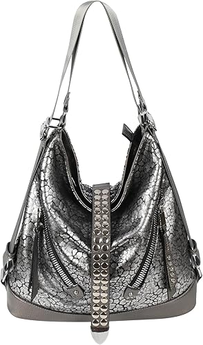 kalopar Hobo Bags for Women,Large Shoulder Tote Bag for Women,Shiny Leather Trendy Purse with Zipper.