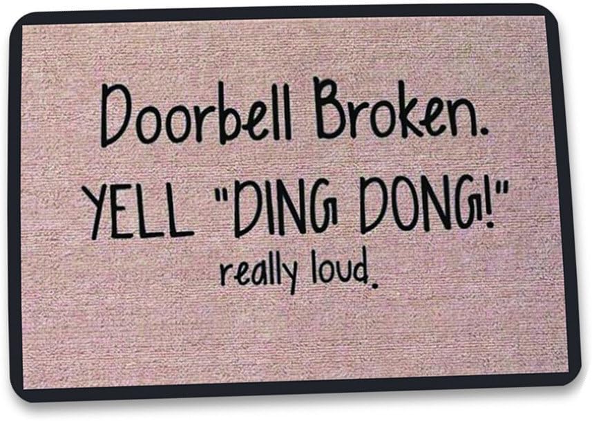 ZaH Outdoor Indoor Doormat Non Slip Door Mats Thin Home Carpets for Front Door Kitchen Bedroom Garden, 2 x 3, Doorbell Broken Yell Ding Dong Really Loud