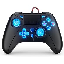 Dinosoo RGB Wired Controller for PS-5/PC/PS-4, Dual Vibration, Marco/Turbo Function, Touch, 6-Axis Motion, 3.5mm Audio Jack