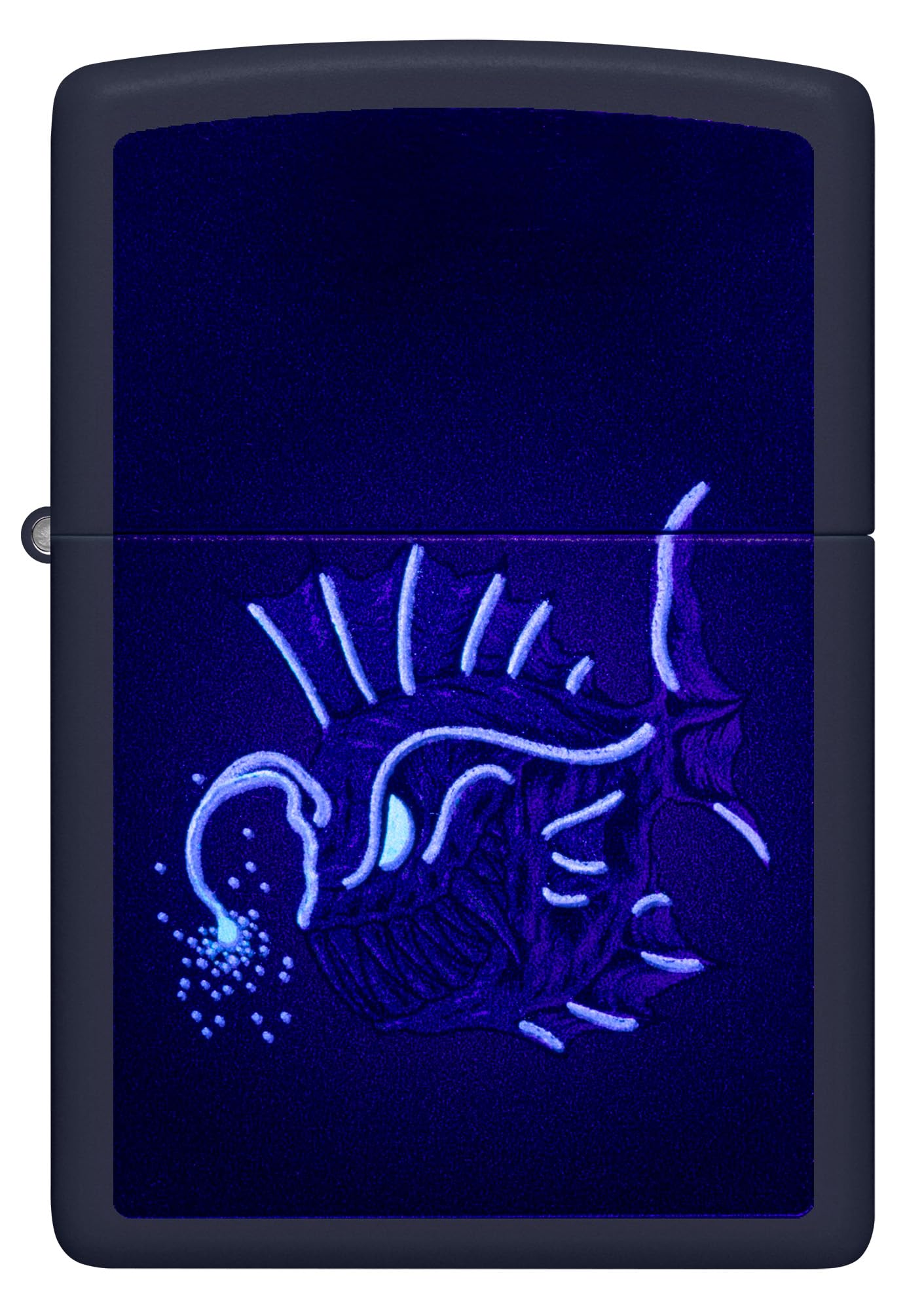 Zippo Sturmfeuerzeug Angler Fish Navy Matte Finish Black Light Effekt Nachfüllbar Windfest Made in USA