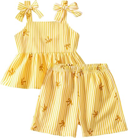 TTYAOVO Baby Girls 2 Piece Summer Outfit Top and Shorts Set Infant Birthday Party Clothes 9-36M