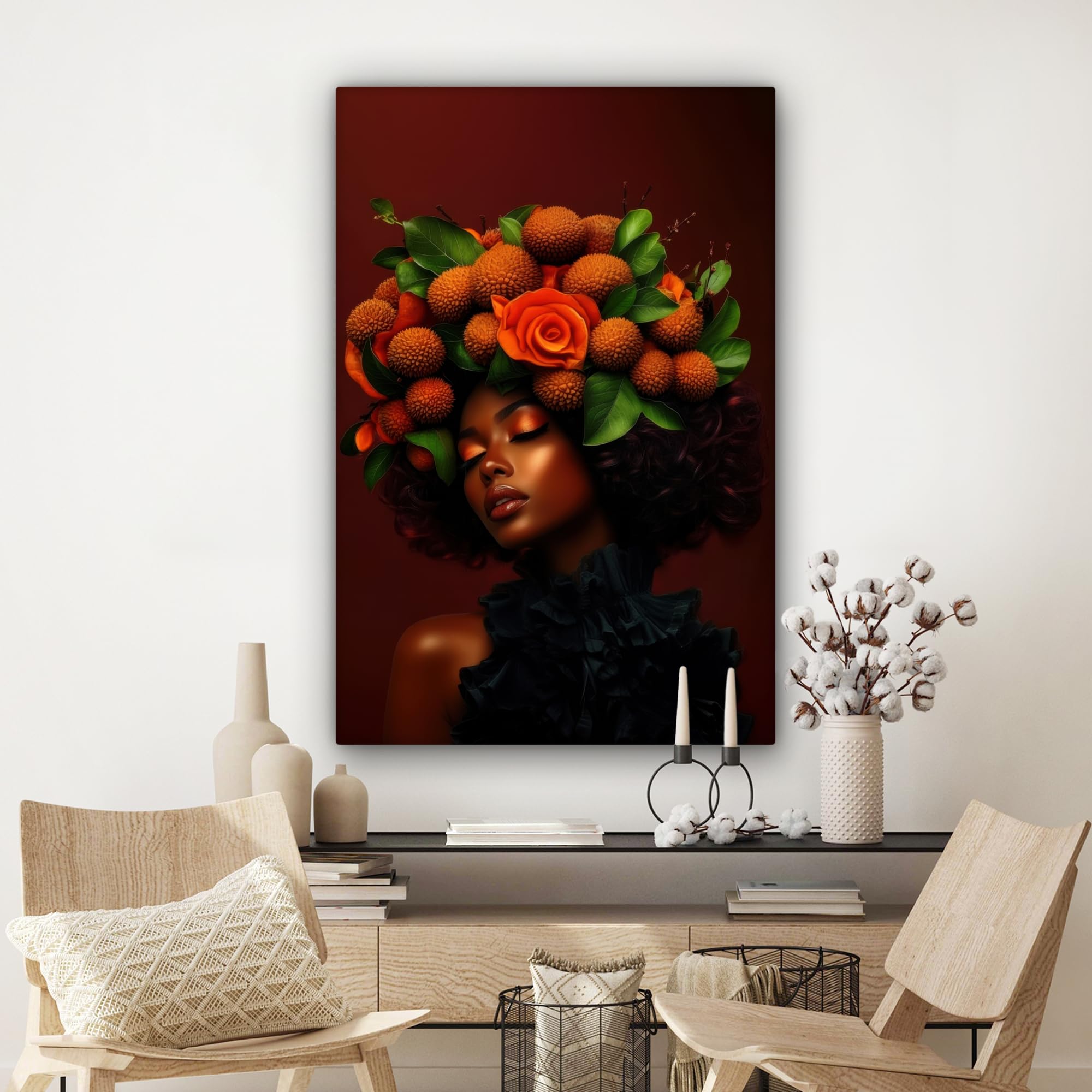 MuchoWow© Quadri Moderni Soggiorno Poster Da Parete Decorazioni Muro | 80x120 cm - Salotto Quadro Grande Foto Con Cornice Stampe Su Tela Camera Da Letto Donna - Litchi - Esotico