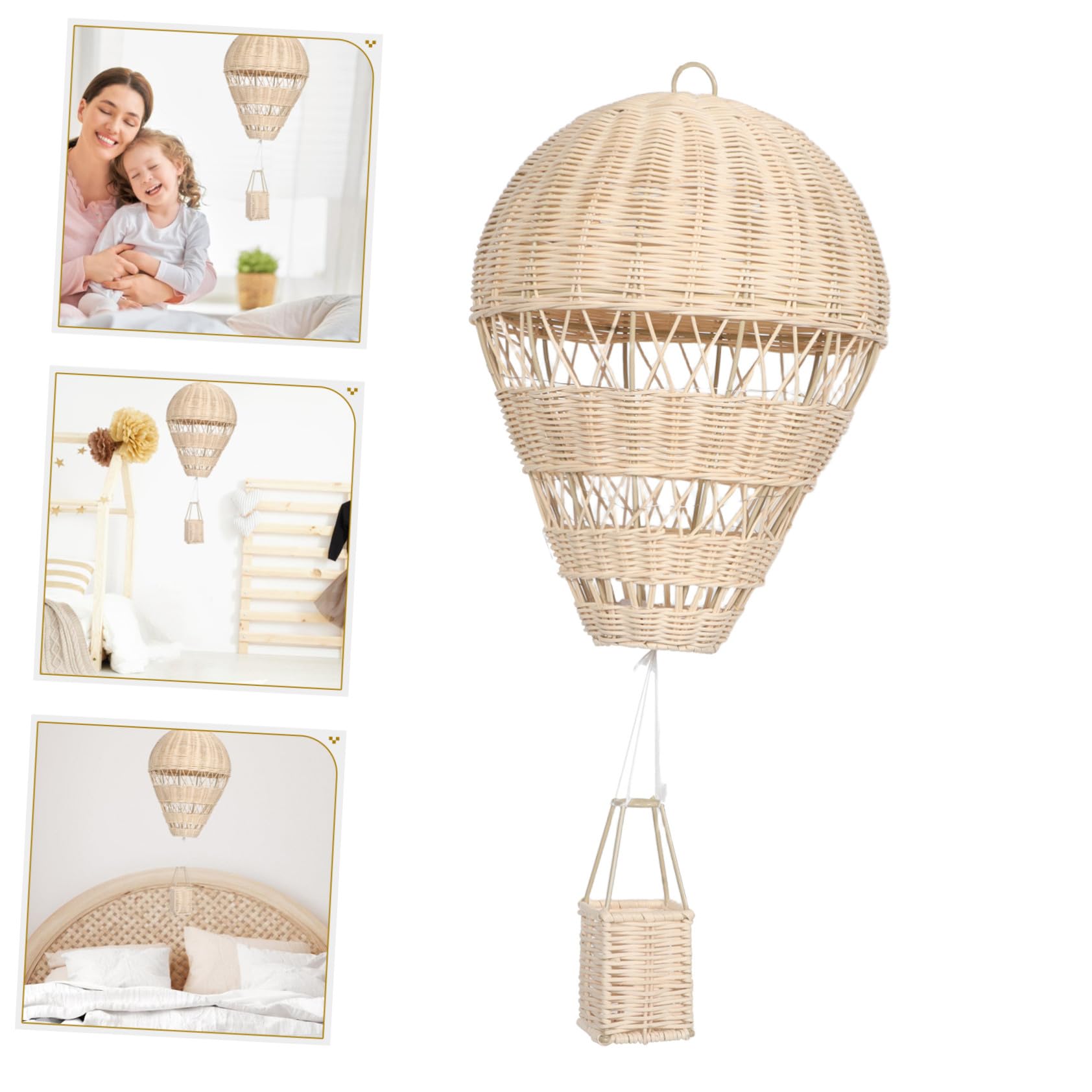 Uonlytech Geflochtener Heißluftballon Vielseitig Einsetzbar aus Natürlichem Rattan Hängende Dekoration mit Lichterkette Handgefertigt im Pastoralen Stil für Kinderzimmer