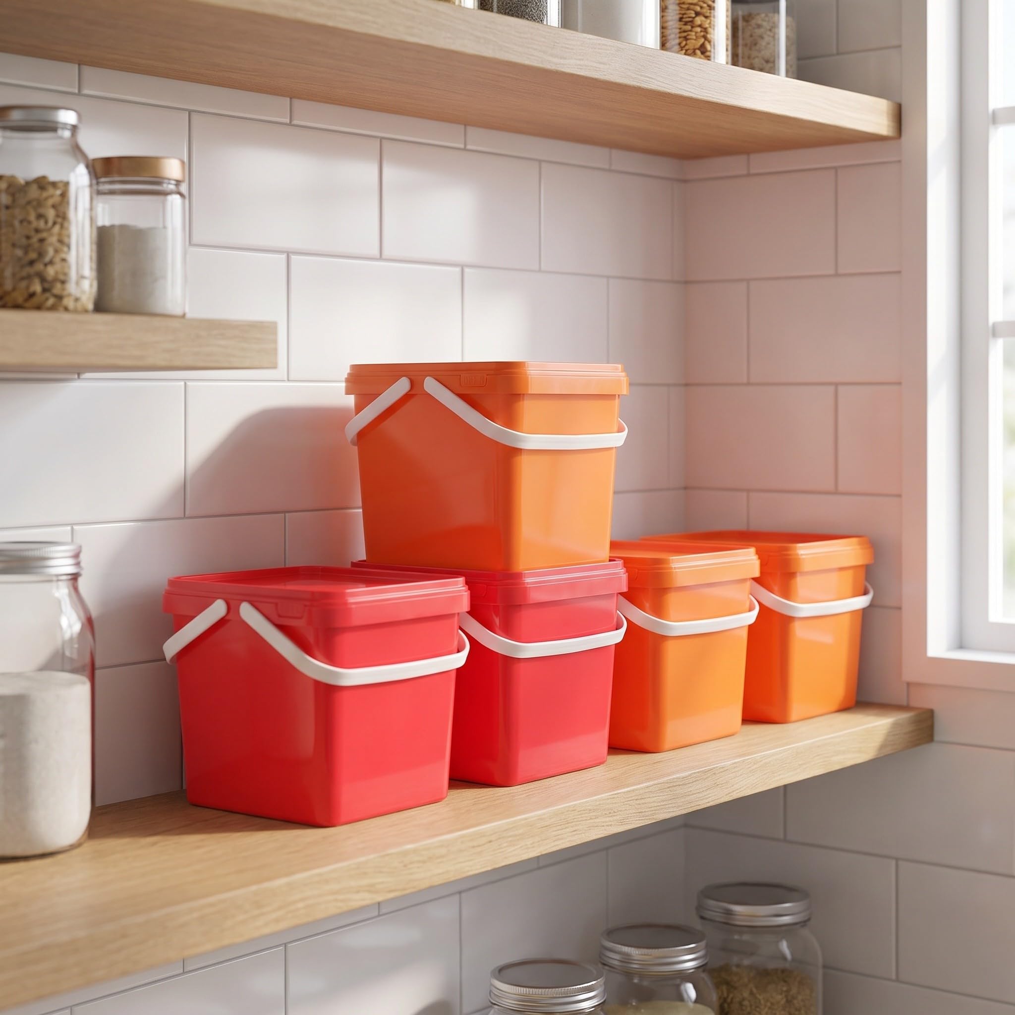 VICASKY Set di 4 secchi per alimenti con coperchio, capacità 1,3 galloni,