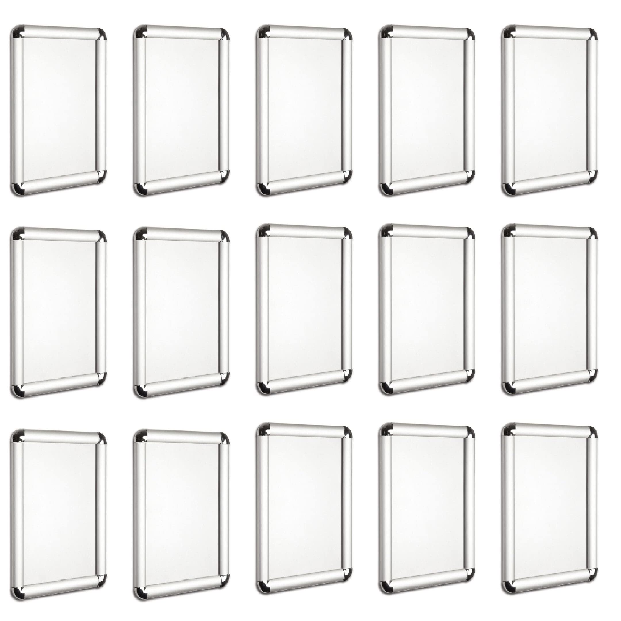 My Shopfittings Silver 15 X A4 Wall Mounted Matt Aluminium Snap Shut Frame, Snap Frames With Round Corner Wall Decoration, 25Mm Snap Frame Poster Holder Retail Display Sizes A4
