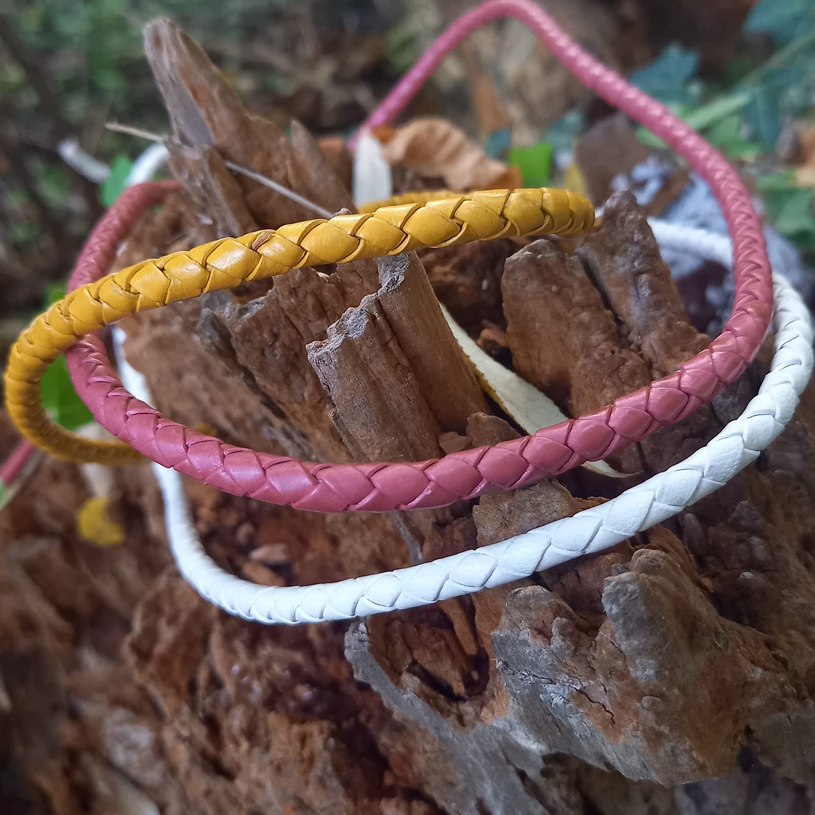 Cordon En Cuir Tressé Vert 3 Mm, 3 Mètres