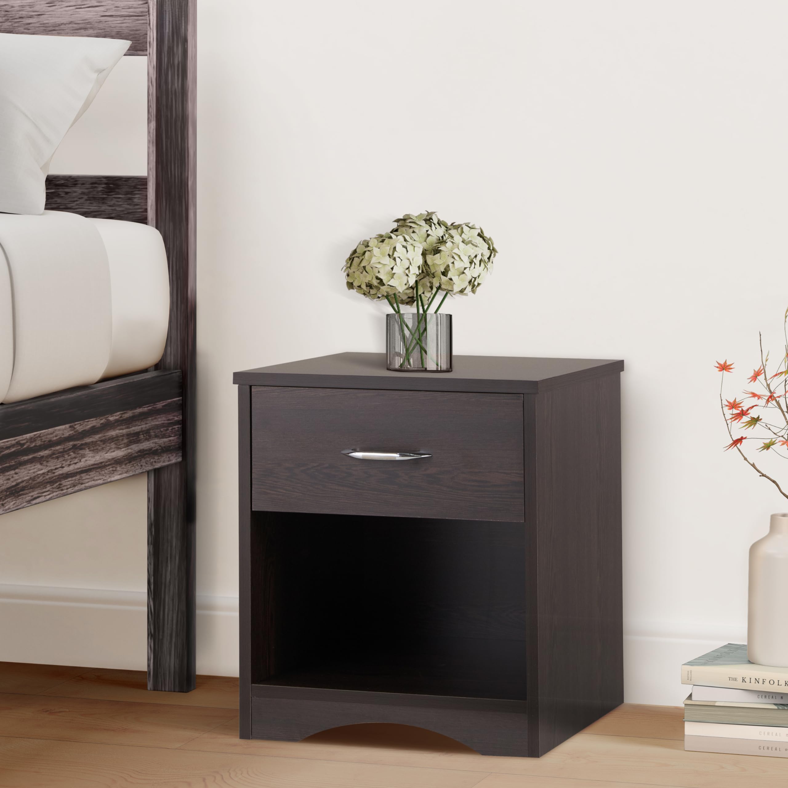 Amazon Brand - Solimo Uno Engineered Wood Bedside Table with Drawer (Wenge Finish)