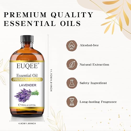 Miniatura 5 de EUQEE Aceite esencial de lavanda de 4.0 fl oz de aceite de lavanda puro de gran capacidad con cuentagotas de vidrio para difusor, vela de bricolaje,