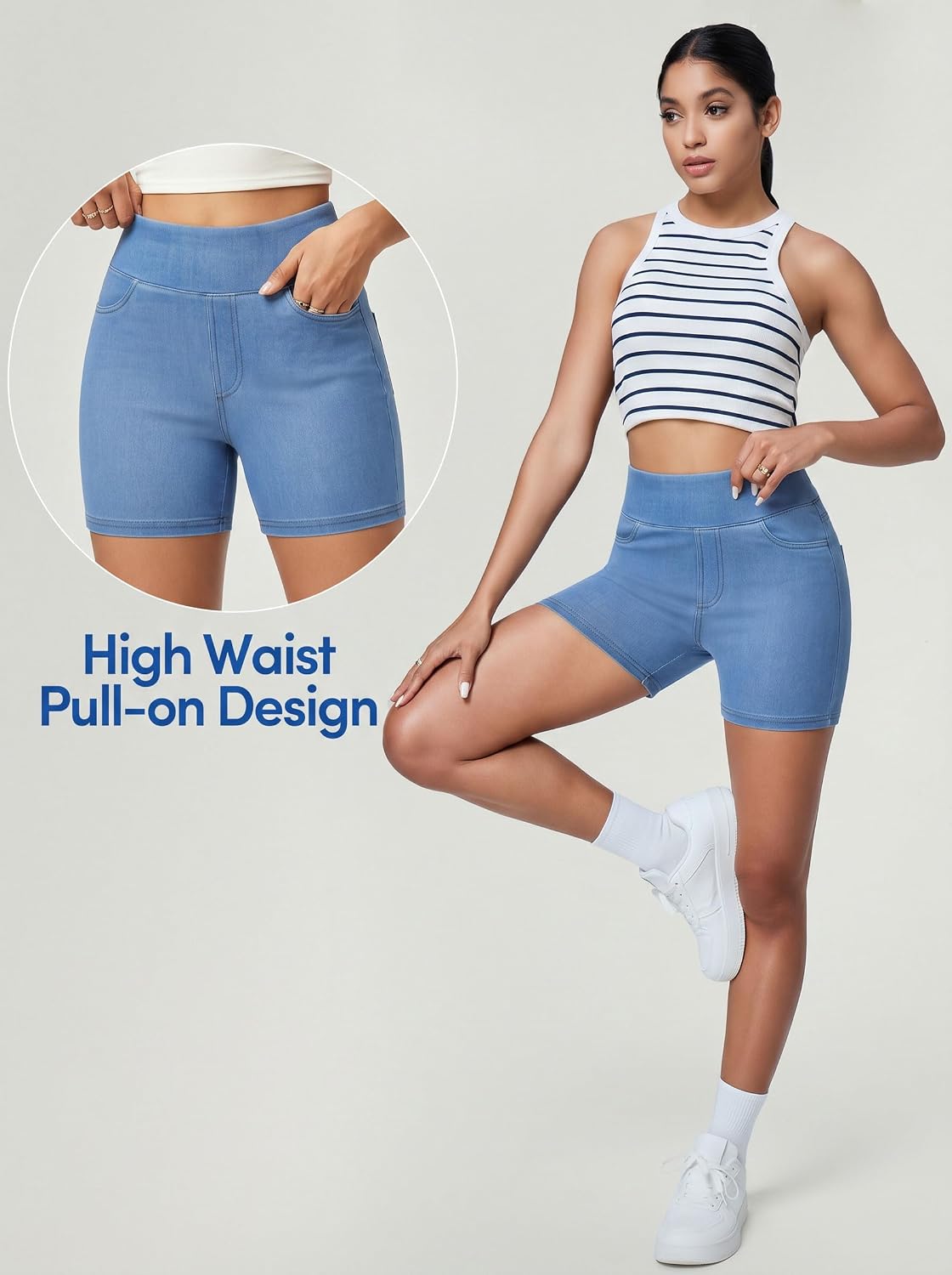 IUGA Stretchy Jean Shorts for Women Denim Shorts Women High Waisted Pull On Jorts with Pockets Summer Casual Trendy 2026