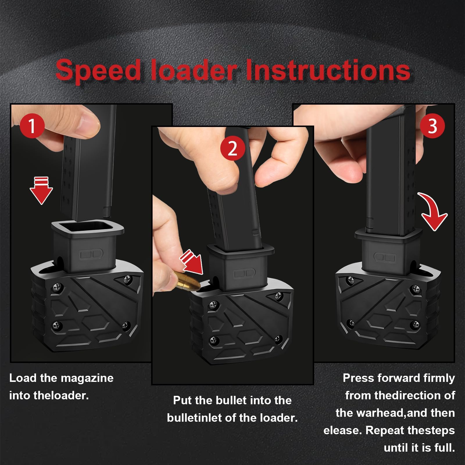 Naerza Magazine Speed Loader for Glock 9mm/.40 S&W - Fits Glock 17/18/19/22/23/24/26/27/34/35/45/47 - Fast Loading/Pain-Free & Portable (Classic) (Black)