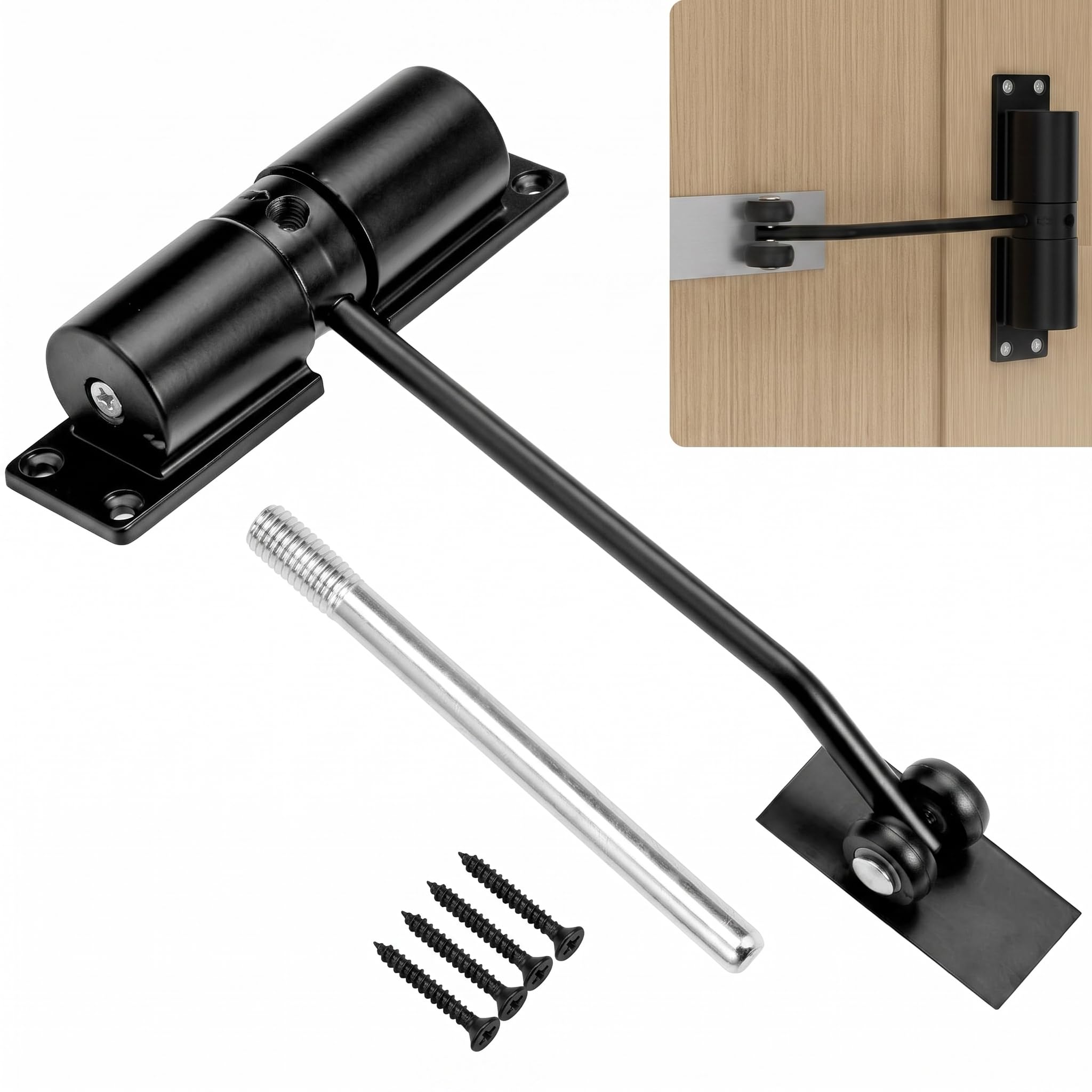 Kaaeiccr Door Closer, Adjustable Automatic Spring Door Closer Kit