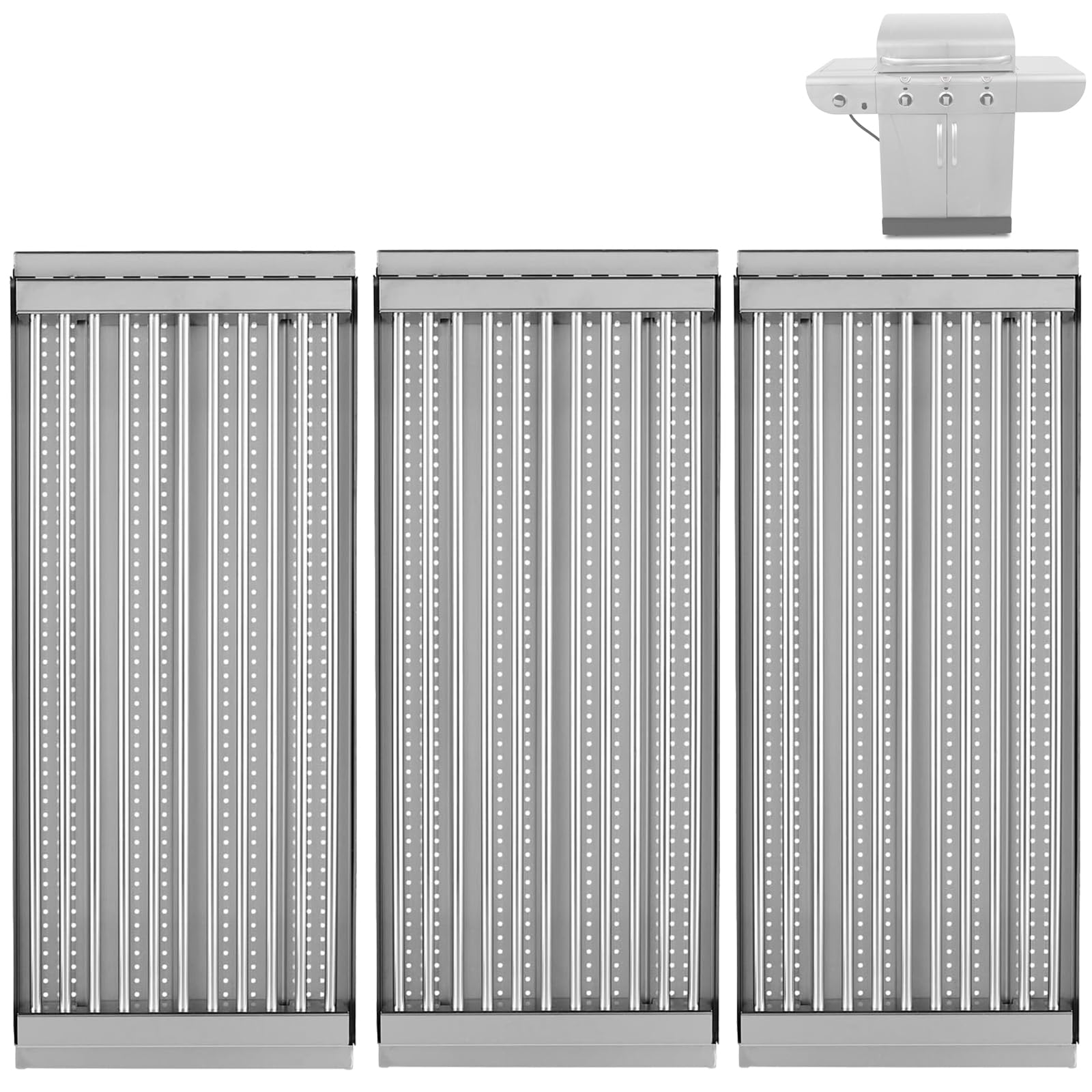 BBQration 18 7/16" Stamped Stainless Steel Cooking Grid Replacement Emitter Set for Charbroil Tru-Infrared Grill 463241314 463270512 463270909 463270912 463241313, Kenmore 415.16167210, and More
