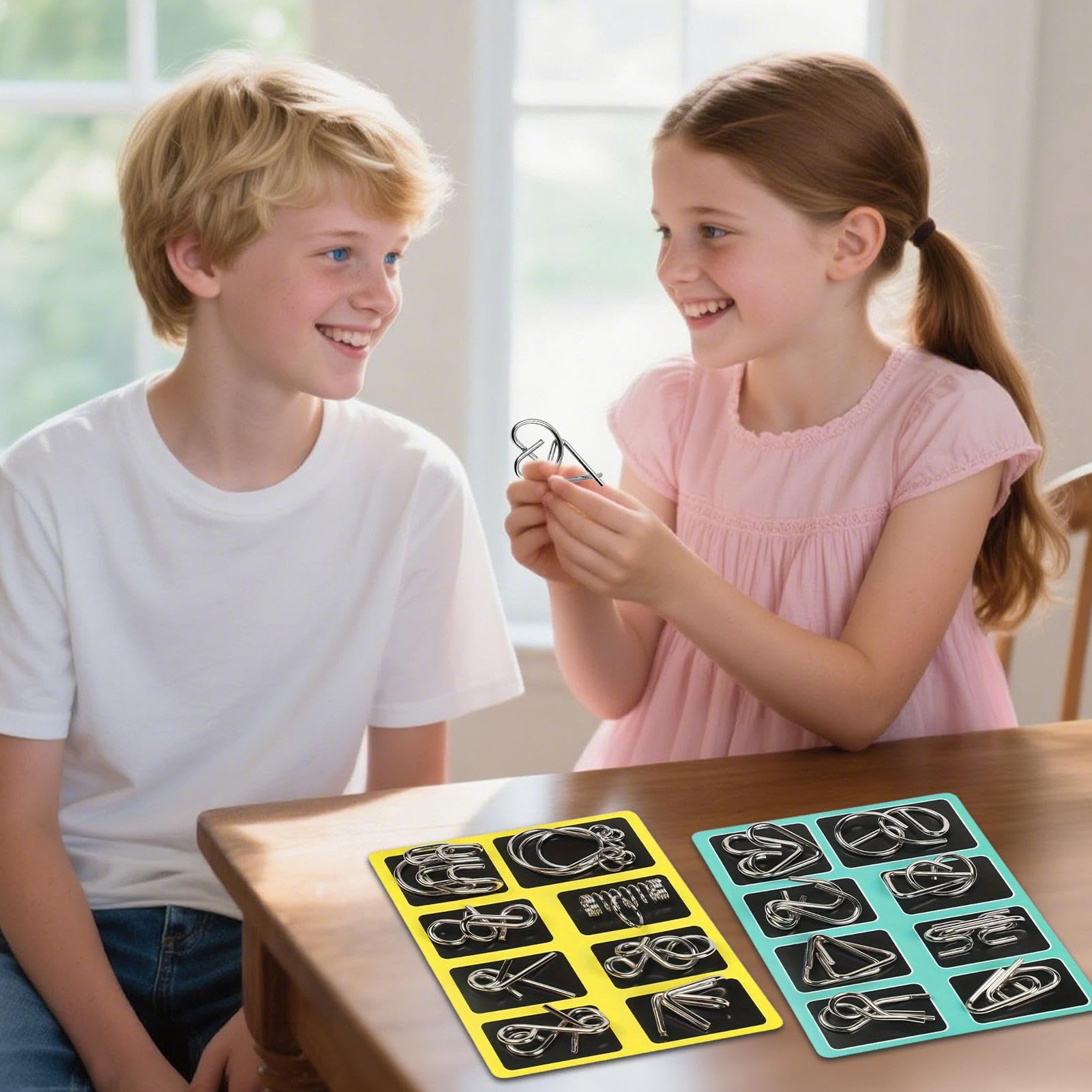 Metal Wire Puzzle éducatif 50 pièces en Fil métallique dentelé pour, Adolescents, Adultes, Maison, Bureau, Voyage, Avion, Train, Voiture