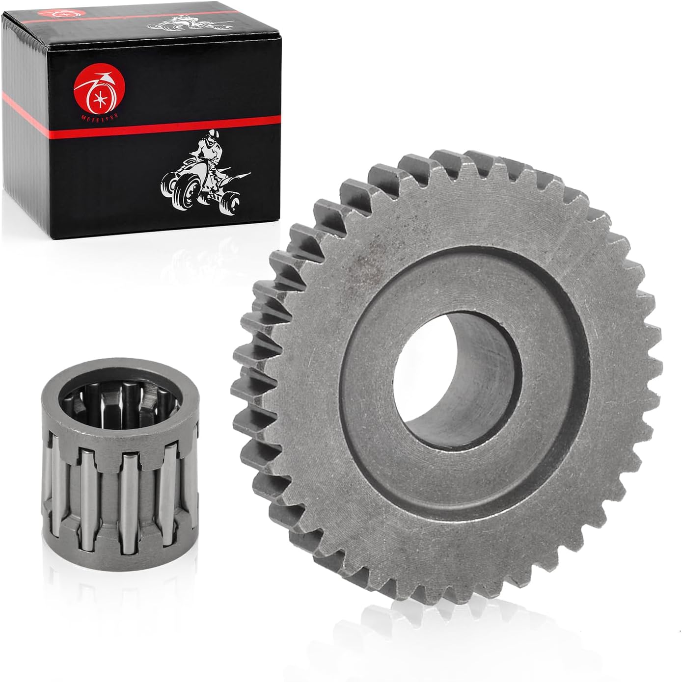 Starter Idler Gear 15T/40T & Bearing Compatible with YAMAHA Kodiak 400 450 Grizzly 400 450 660 Rhino 450 660 YXR45F YXR66F Wolfrine 450 5GH-15512-00-00