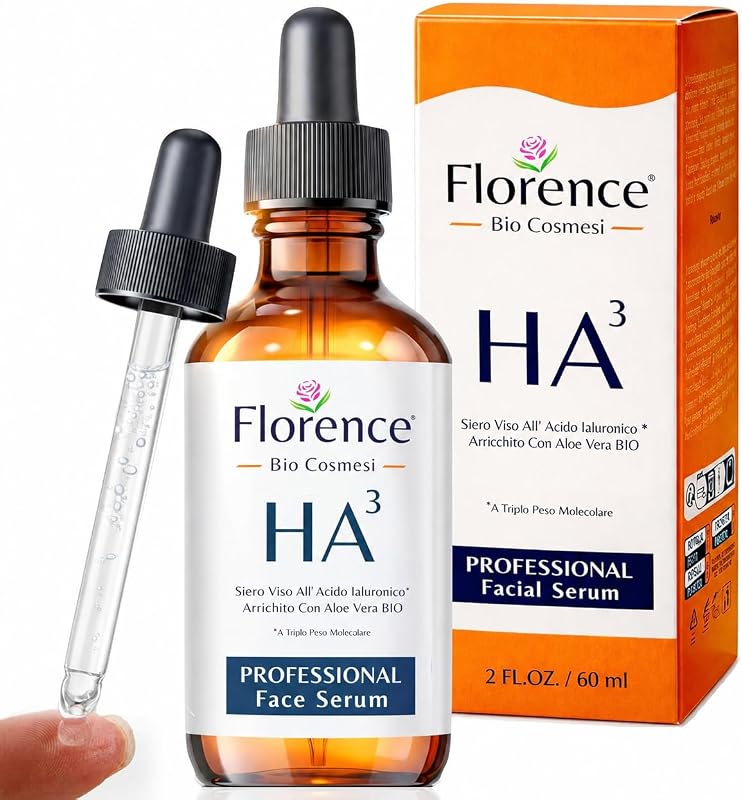 Sérum facial Florence com ácido hialurônico, niacinamida, vitamina B5 e vitamina C, 60 mL