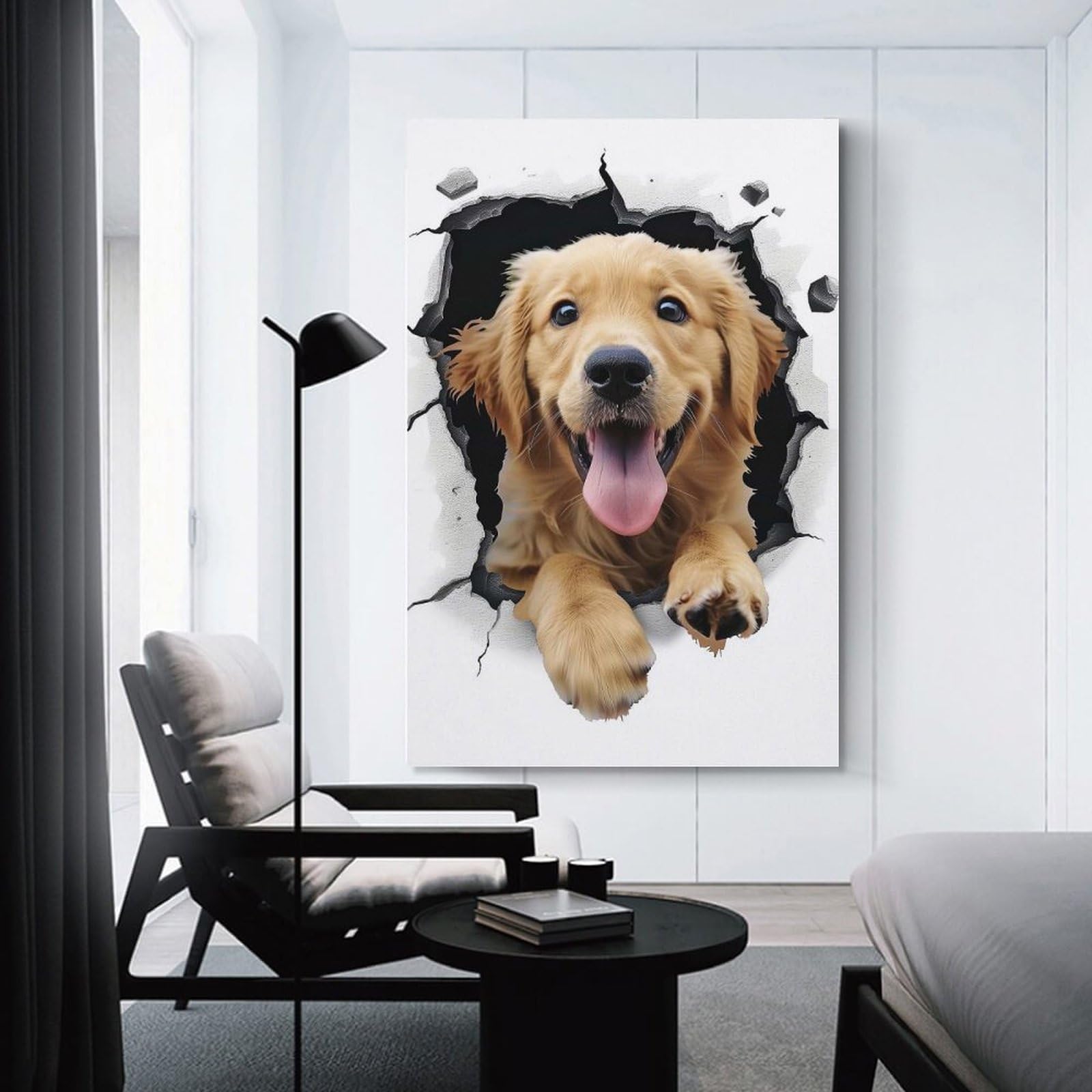 Junmoney Decorative Wall Artwork Golden Retriever Dog, 24x36inch(60x90cm), for Calm Bedrooms, Home Corners Or Flats, An Easy Wall Refresh for Bedrooms