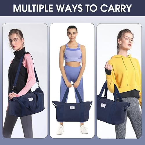 Miniatura 4 de BALEINE Bolsa de viaje para mujer, bolsa de mano para fin de semana, bolsa de lona grande, bolsa de gimnasio, bolsa de noche con compartimento