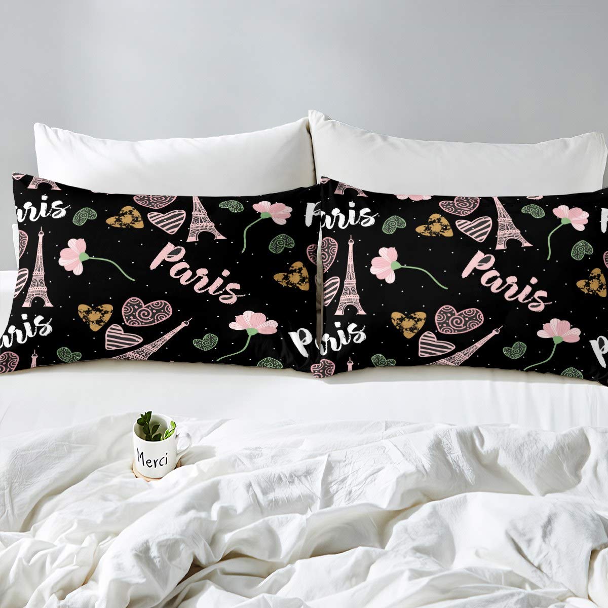 Set di biancheria da letto con stampa a tema Parigi con torre Eiffel, copripiumino per bambini, ragazzi, ragazze, stile francese, stile moderno, decorazione per la camera matrimoniale