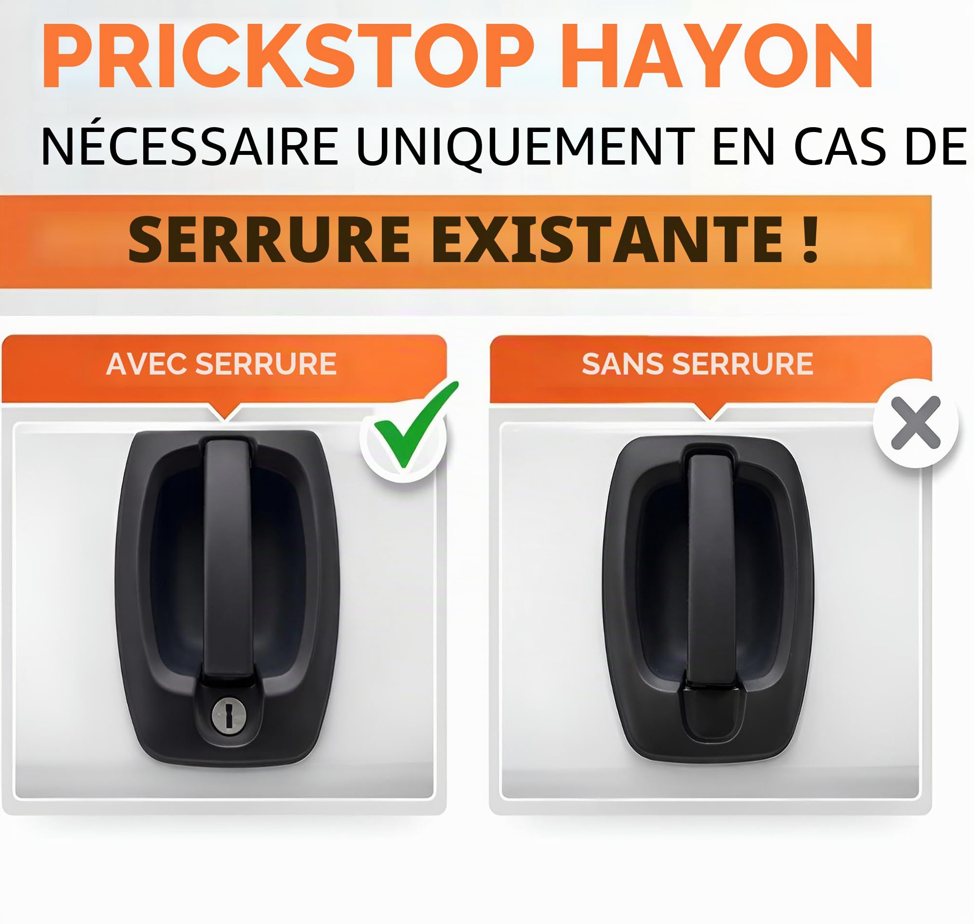 Serrure de porte arrière et protection anti-effraction Prick Stop pour Fiat Ducato, Peugeot Boxer, Citroën Jumper H1, H2, H3, accessoires de camping-car (avec goupille rabattable 6 mm x 45 mm