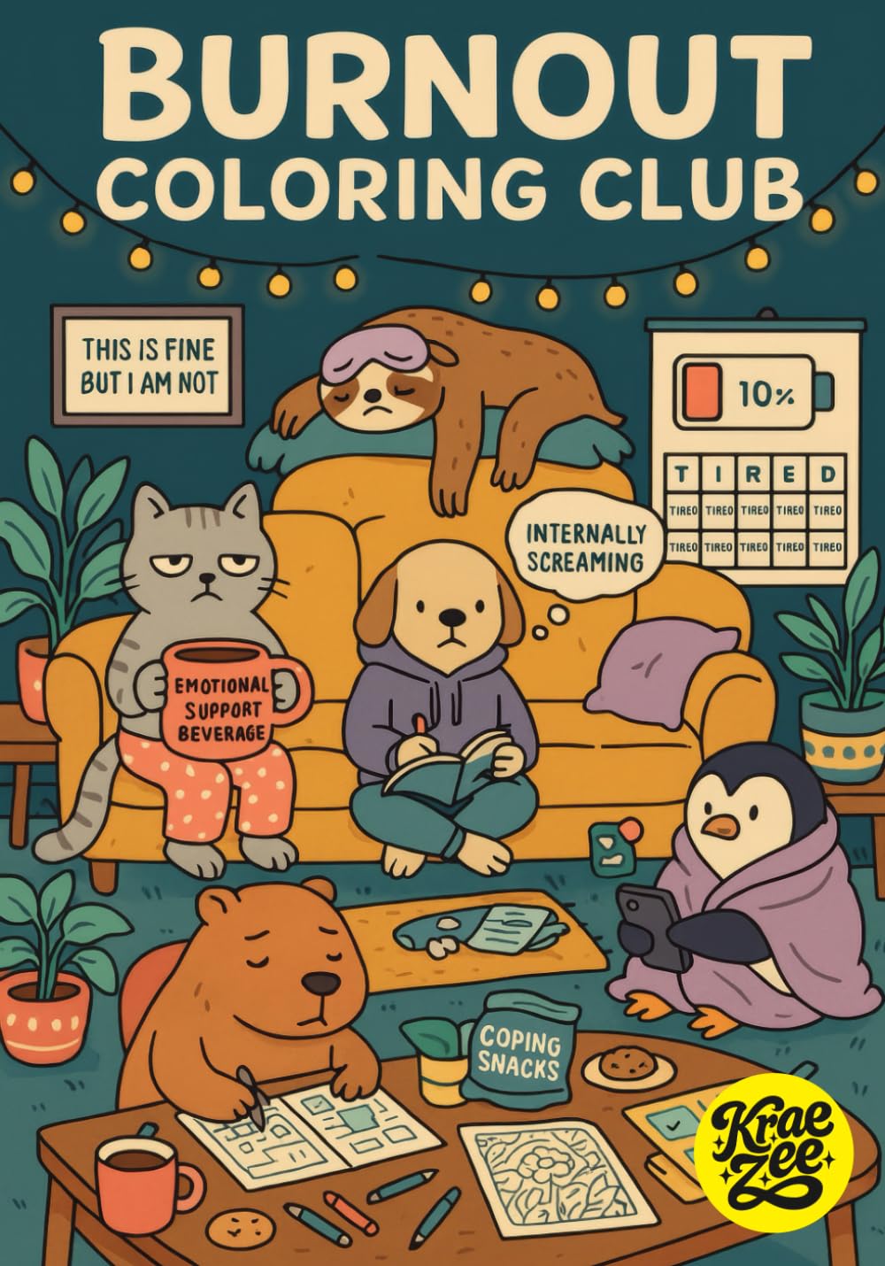 Burnout Coloring Club: Stress Relief Adult Coloring Book for Burned Out Workers Students and Tired Brains with Cozy Relatable Scenes for Relaxation and Self Care